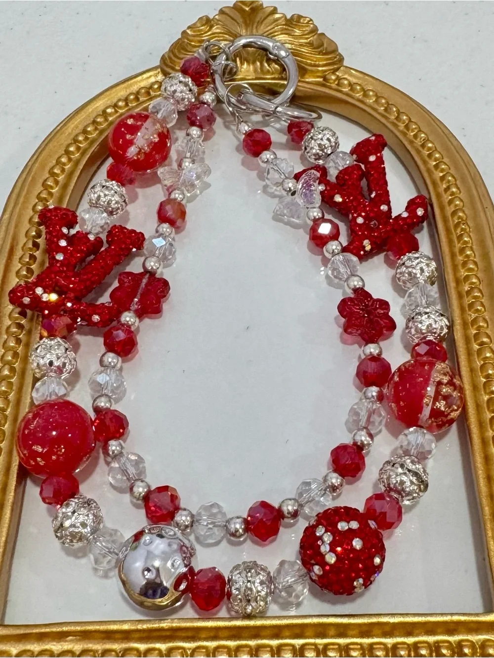 New Red Beaded Phone Chain